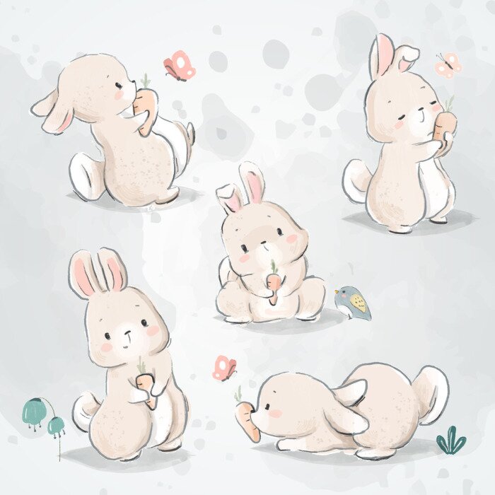 Sticker  Cinq petits lapins