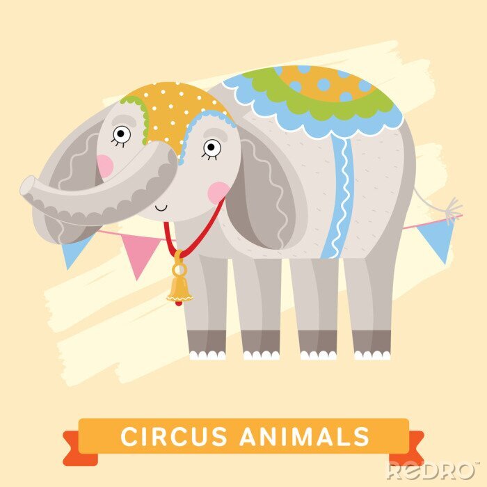 Sticker  Cirque, éléphant, vecteur, animal, série.