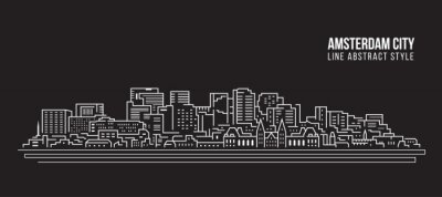 Sticker  Cityscape Building Line art Illustration Vectorielle - Ville d'Amsterdam