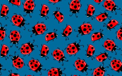 Sticker  Coccinelles rouges sur fond bleu