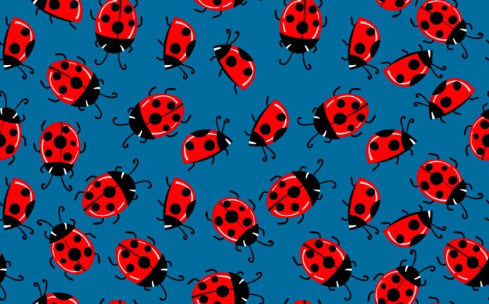 Sticker  Coccinelles rouges sur fond bleu