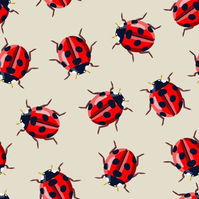Sticker  Coccinelles sur fond beige