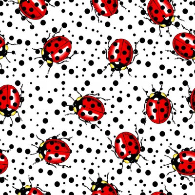 Sticker  Coccinelles sur un fond blanc avec des points noirs
