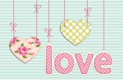 Sticker  Coeurs et inscription style shabby chic