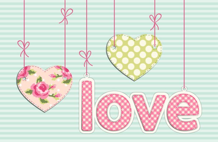 Sticker  Coeurs et inscription style shabby chic