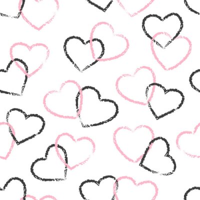 Papier peint à motif  Cœurs noirs et roses