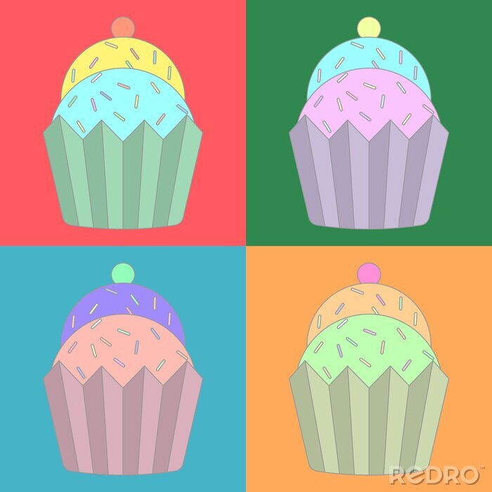 Sticker  Collection, coloré, cupcake, icônes