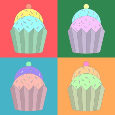 Sticker  Collection, coloré, cupcake, icônes