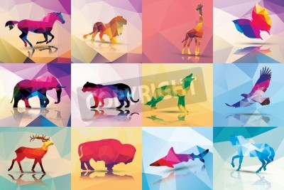 Sticker  Collection d'animaux de polygones géométriques