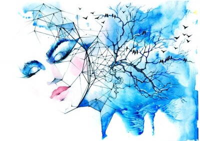 Sticker  color winter night