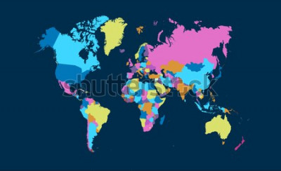 Sticker  Color world map vector