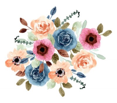 Sticker  colorful floral garden watercolor bouquet