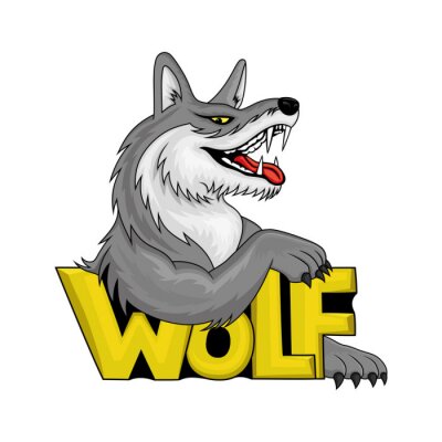 Sticker  Colorful wolf sign on a white background.