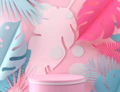 Sticker  Composition abstraite avec des plumes et des feuilles