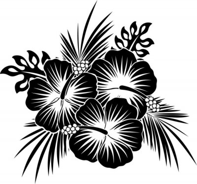 Sticker  Composition floristique de fleurs noires et blanches
