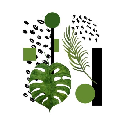 Sticker  Composition géométrique avec monstera