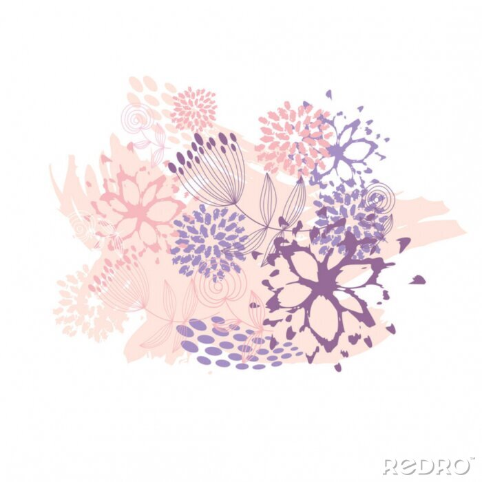 Sticker  Composition rose avec des fleurs