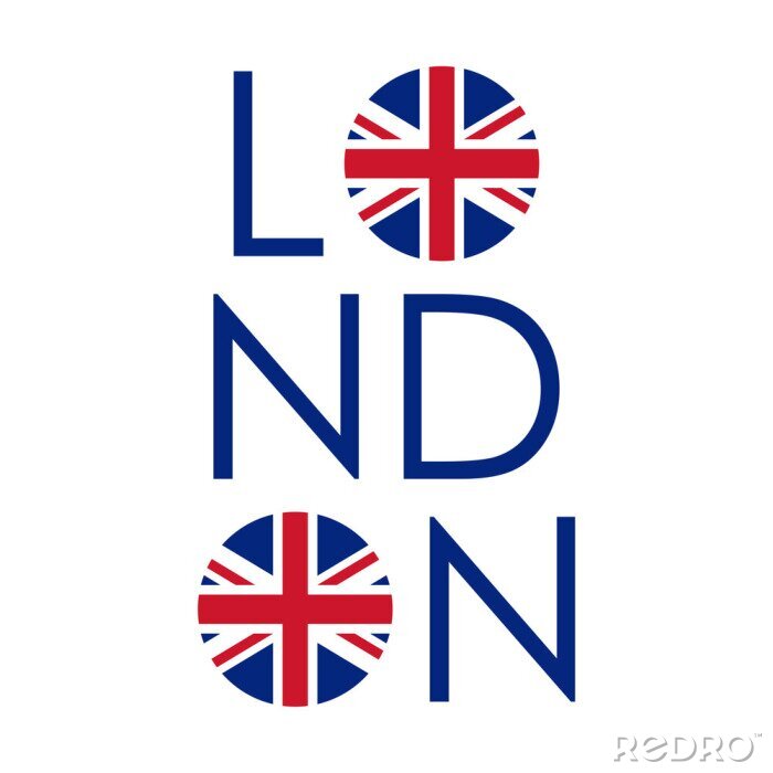 Sticker  Conception de typographie de Londres avec le drapeau britannique du cercle. Bannière, affiche, affiche de sport, design, illustration de vêtements de Londres. Illustration vectorielle