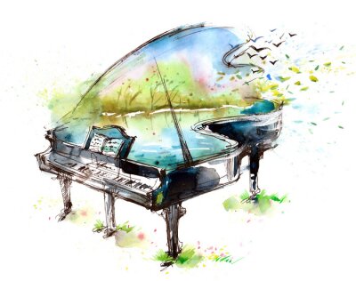 Sticker  Conception musique live version aquarelle