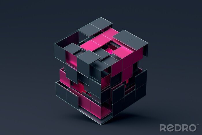 Sticker  Construction de cube gris rose 3d