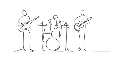 Sticker  continuous line drawing of jazz classical music concert performance on the stage.