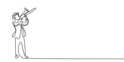 Sticker  continuous line drawing of jazz music.