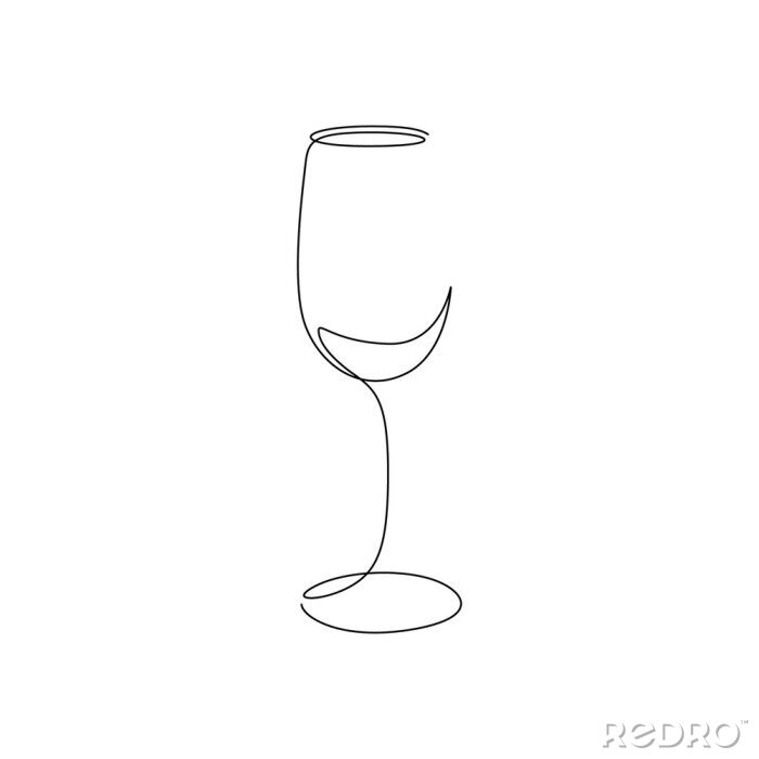 Sticker  Continuous one line wine glass art. Vector