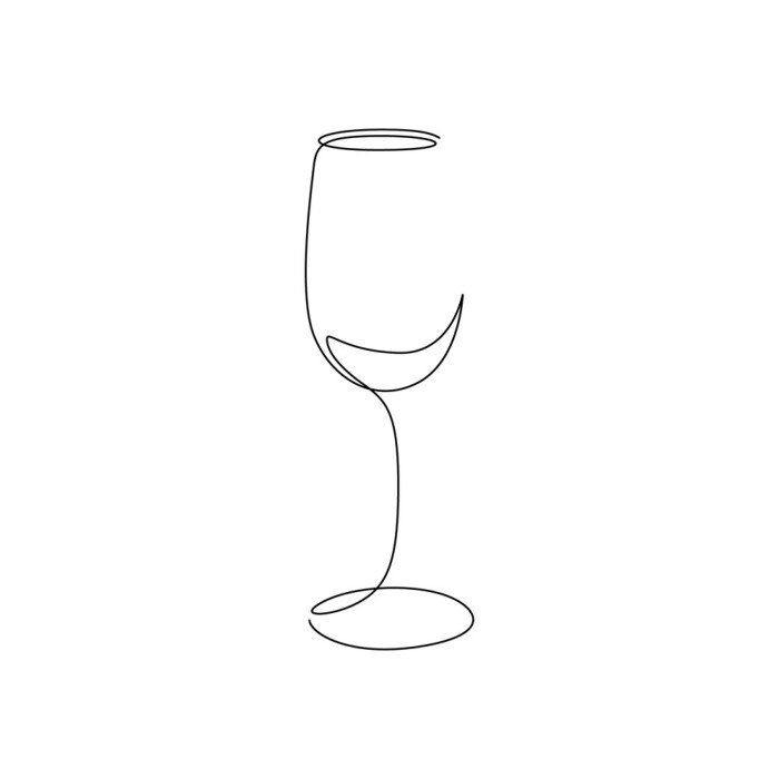 Sticker  Continuous one line wine glass art. Vector