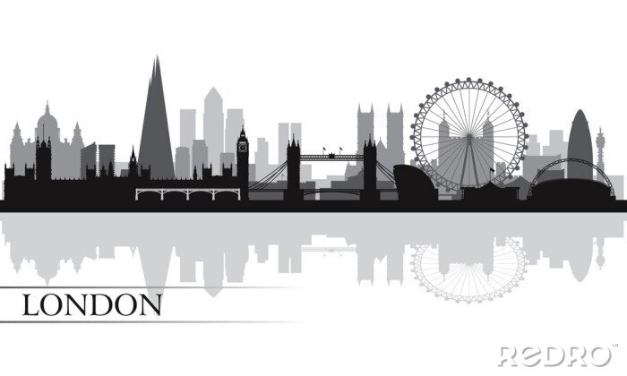 Sticker  Contour monochrome des attractions de Londres
