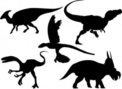 Sticker  Contours noirs de dinosaures sur fond blanc