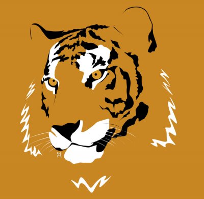Sticker  Contours noirs et blancs de tête de tigre