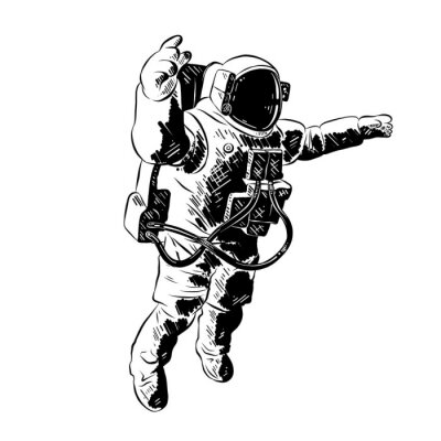 Sticker  Cosmonaute en costume graphique noir et blanc