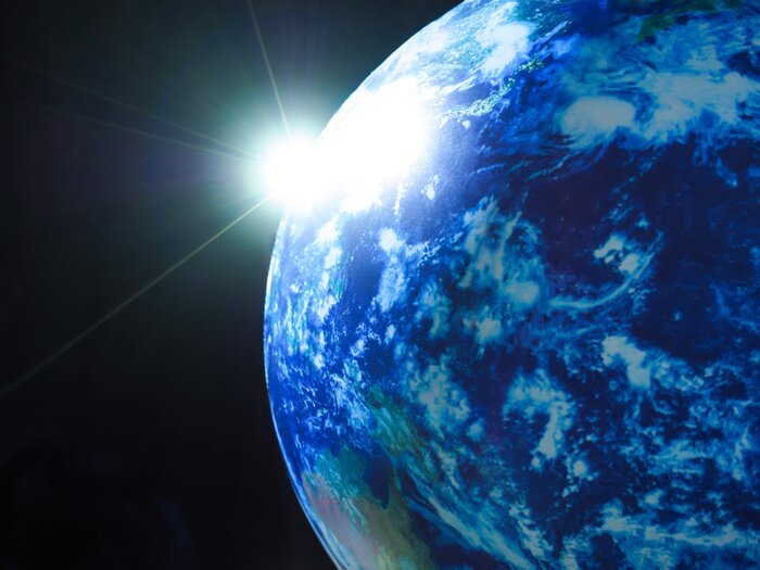 Sticker  Cosmos 3d sun vu de derrière le bord de la terre