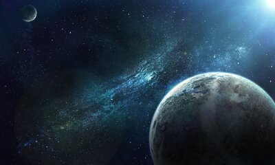 Cosmos et planètes aux couleurs bleues