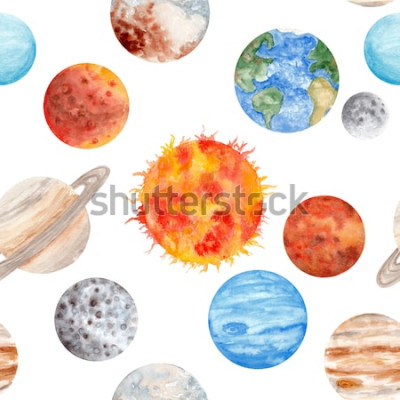 Sticker  Cosmos pour enfants illustration avec des corps célestes