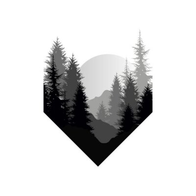 Sticker  Coucher de soleil sur fond de forêt