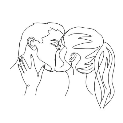 Sticker  couple amoureux s'embrasser vector