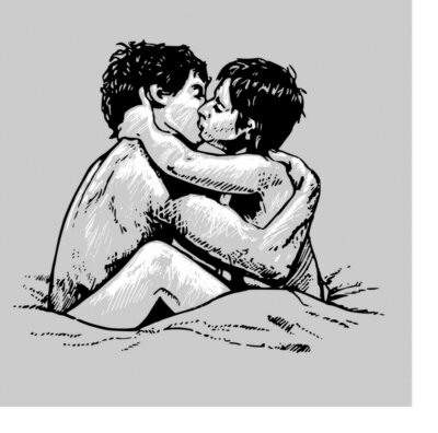 Sticker  couple qui s'embrasse