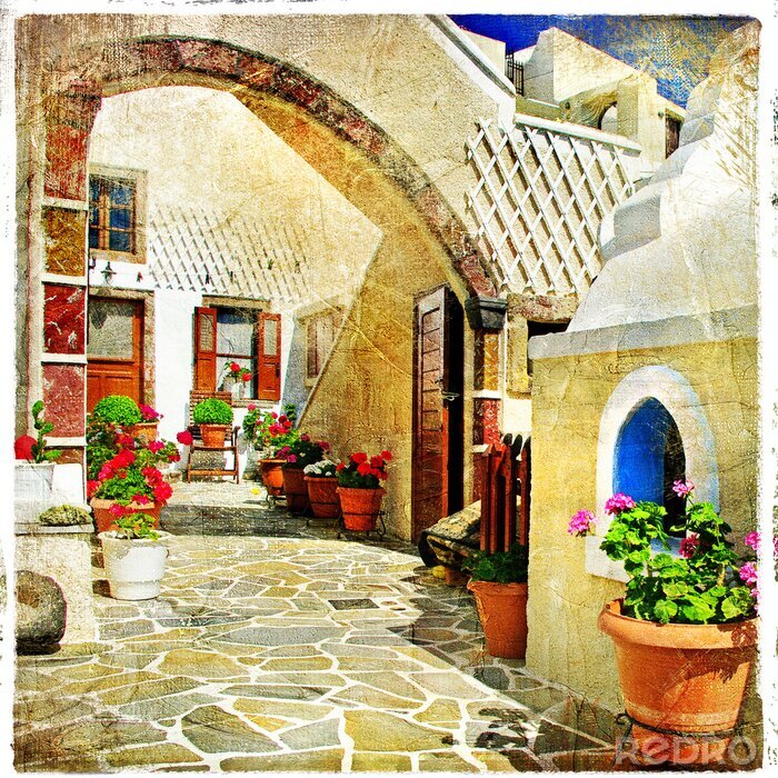 Sticker  Cour en Grèce style peinture