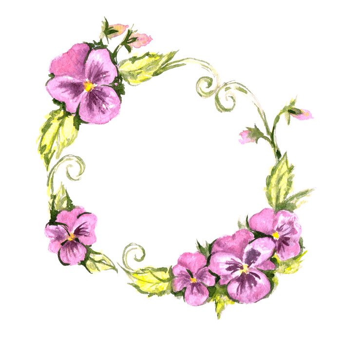 Sticker  Couronne d'aquarelle de pansies