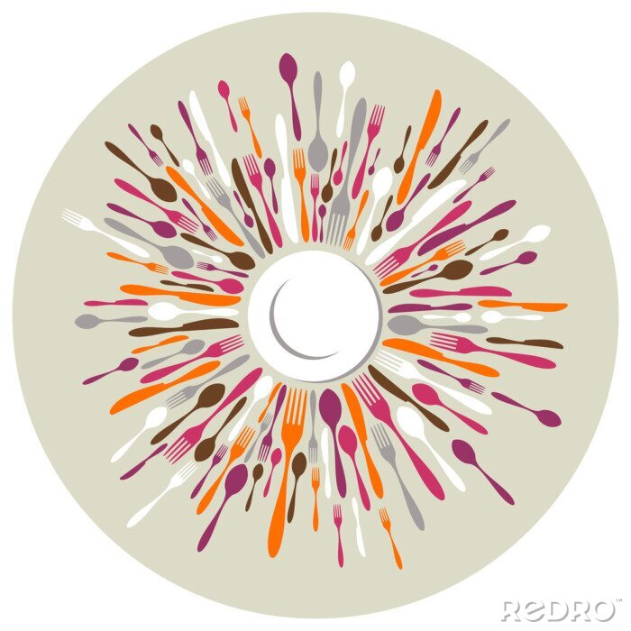 Sticker  Couverts colorés inscrits dans un graphique circulaire