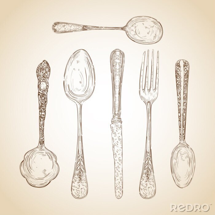 Sticker  Couverts de cuisine rétro
