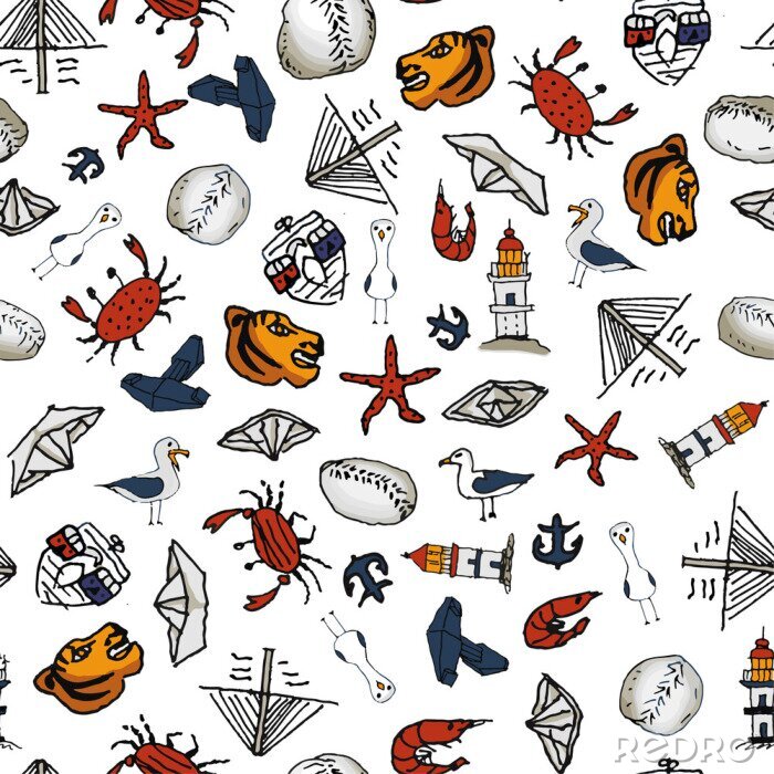 Sticker  Crabes mouette et bateaux en papier pour les enfants