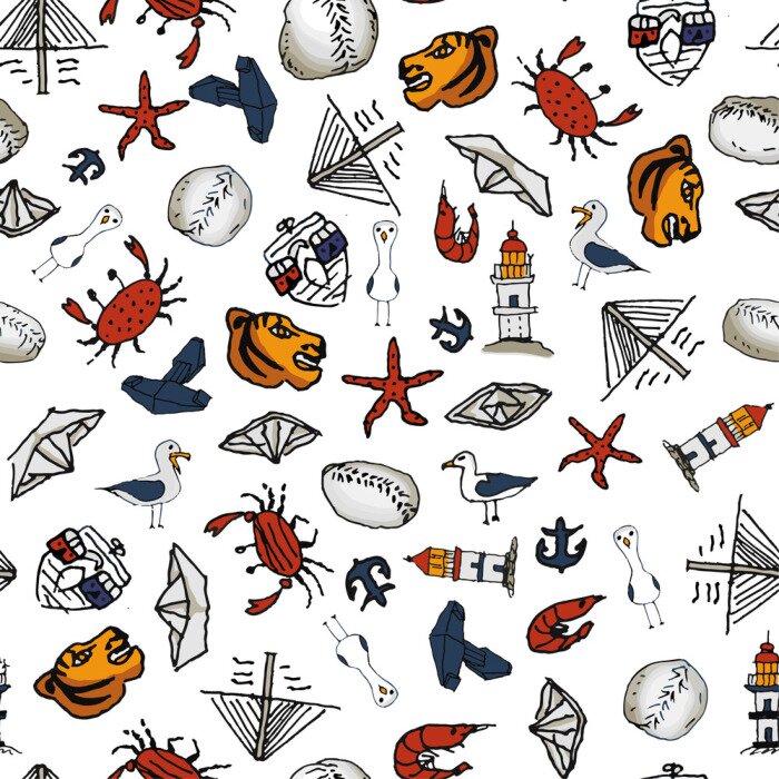 Sticker  Crabes mouette et bateaux en papier pour les enfants