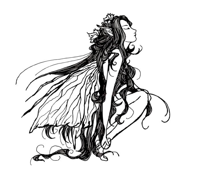 Sticker  Croquis de fées féeriques dans des climats fantastiques