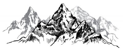 Sticker  Croquis de sommets montagneux pointus