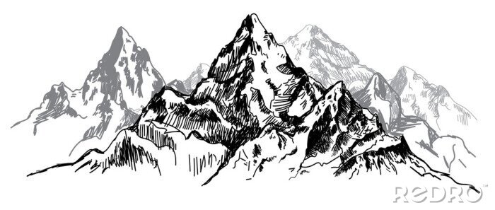 Sticker  Croquis de sommets montagneux pointus