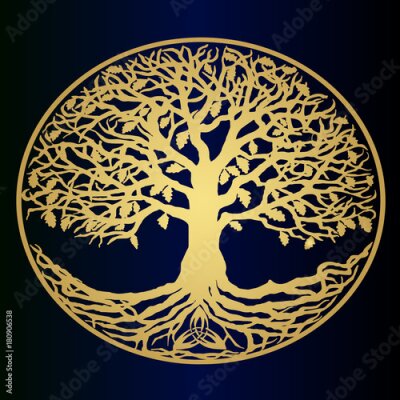 Sticker  Croquis - l'arbre d'or de la vie - une belle idée pour un logo. Symbole de la famille et du clan.