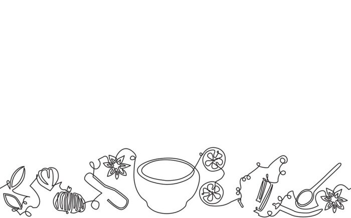 Sticker  Croquis minimaliste avec des ustensiles de cuisine