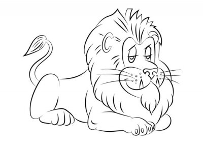 Sticker  Croquis monochrome d'un lion